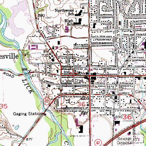 Topographic Map of Mooresville Police Department, IN