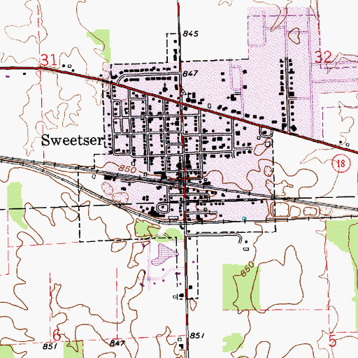 Topographic Map of Sweetser Police Department, IN