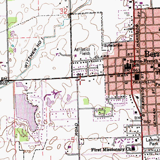 Topographic Map of Berne Police Department, IN