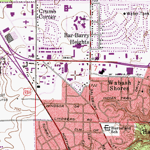 Topographic Map of West Lafayette Police Dept, IN