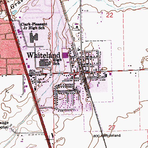 Topographic Map of Whiteland Police Department, IN