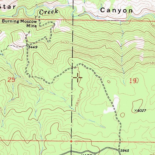 Topographic Map of Evergreen Mine, CA