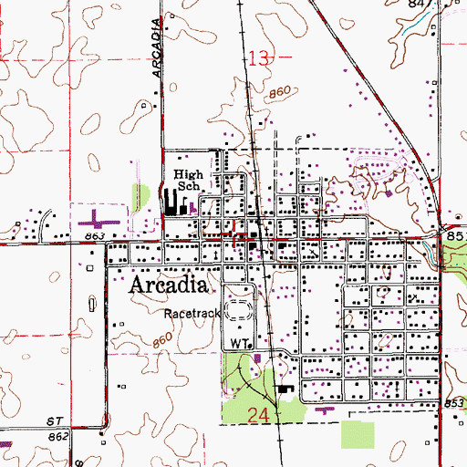 Topographic Map of Arcadia Police Department, IN