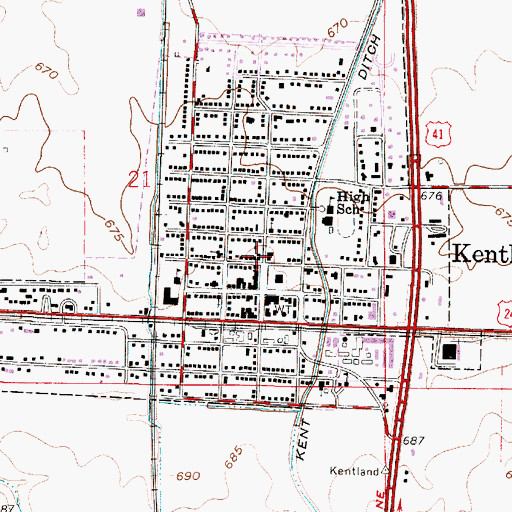 Topographic Map of Kentland Police Department, IN