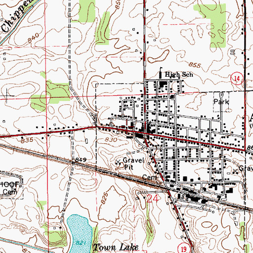 Topographic Map of Akron Police Department, IN