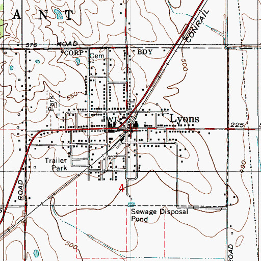 Topographic Map of Lyons Police Department, IN