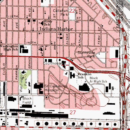 Topographic Map of East Chicago Police Department, IN