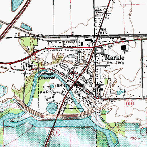 Topographic Map of Markle Police Department, IN