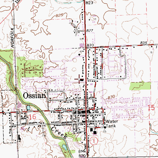 Topographic Map of Ossian Police Department, IN