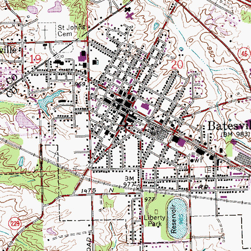 Topographic Map of Batesville Police Department, IN