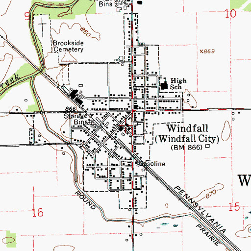 Topographic Map of Windfall Police Department, IN