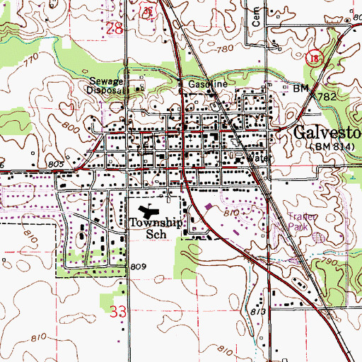 Topographic Map of Galveston Police Department, IN