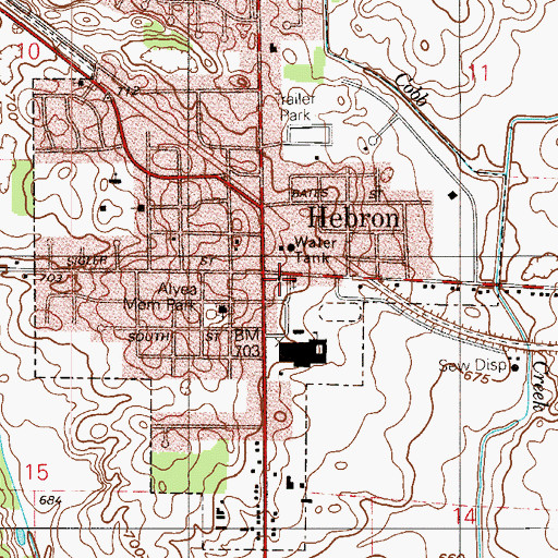 Topographic Map of Hebron Police Department, IN