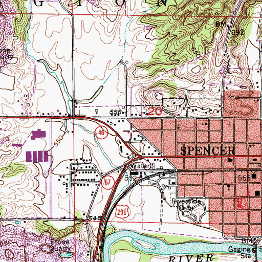 Topographic Map of Owen County Sheriff's Office, IN