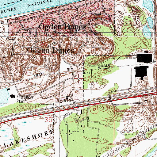 Topographic Map of Ogden Dunes Police Department, IN