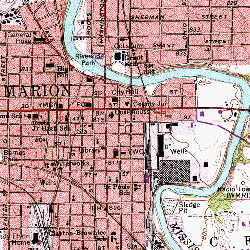 Topographic Map of Grant County Sheriff's Office, IN