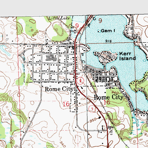 Topographic Map of Rome City Police Department, IN