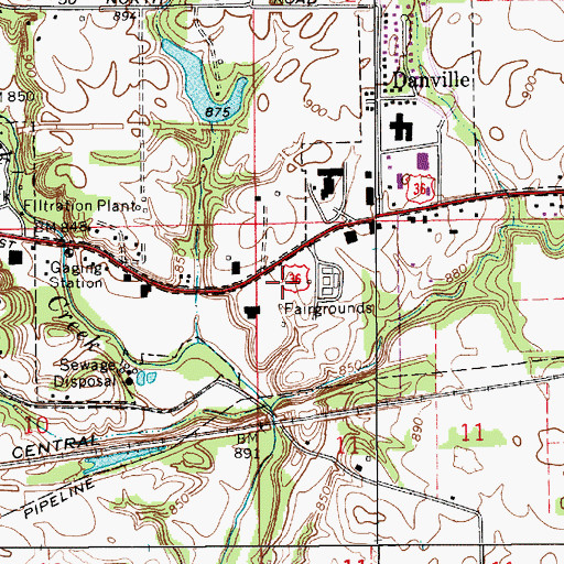 Topographic Map of Hendricks County Sheriff's Office, IN