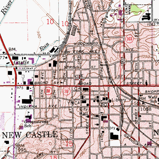 Topographic Map of Henry County Sheriff's Office, IN