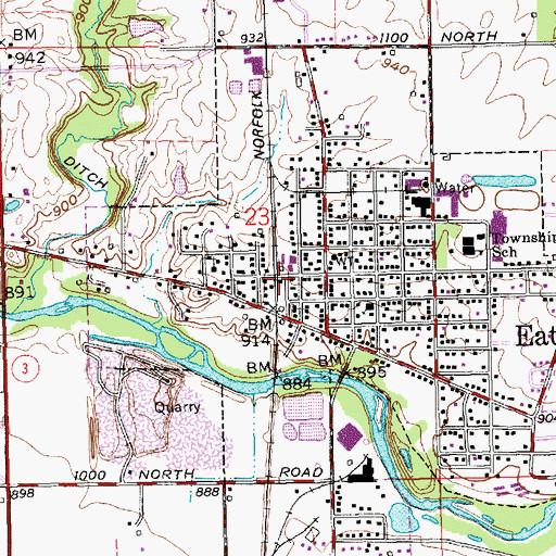 Topographic Map of Eaton Police Department, IN