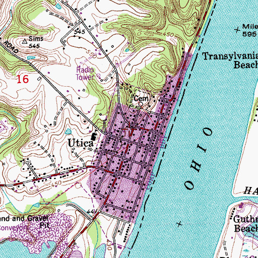 Topographic Map of Utica Police Department, IN