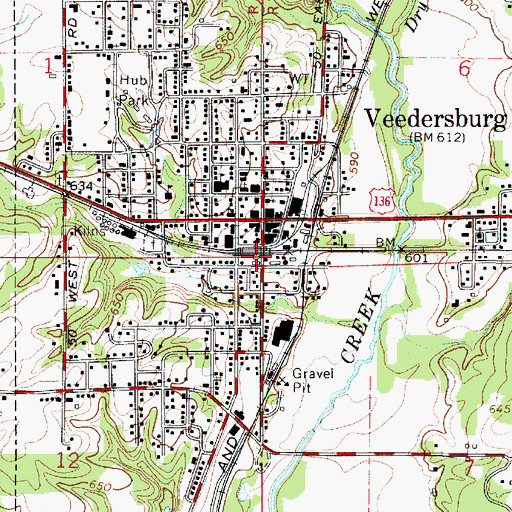 Topographic Map of Veedersburg Police Department, IN