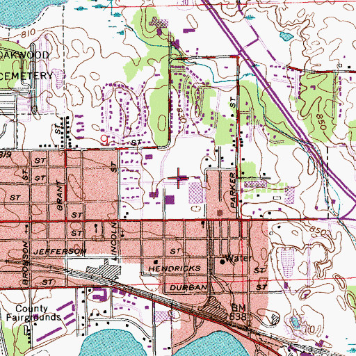 Topographic Map of Warsaw Police Department, IN
