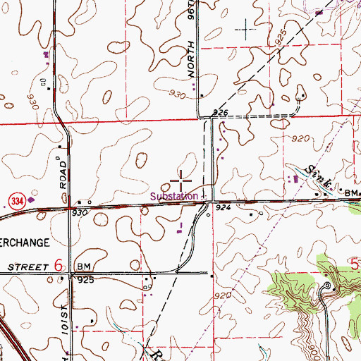 Topographic Map of Whitestown Metropolitan Police Department, IN