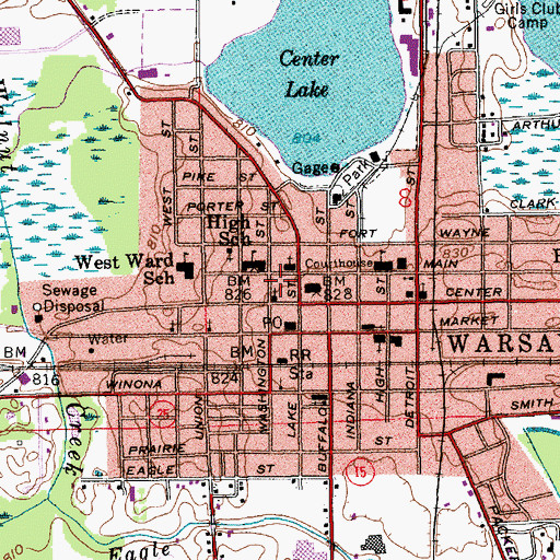 Topographic Map of Kosciusko County Sheriff's Office, IN
