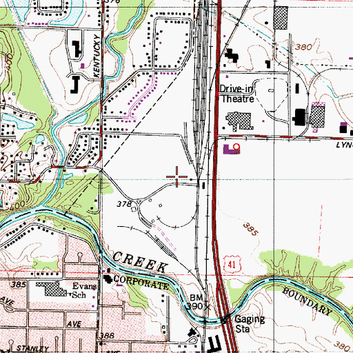 Topographic Map of Vanderburgh County Sheriff's Office, IN