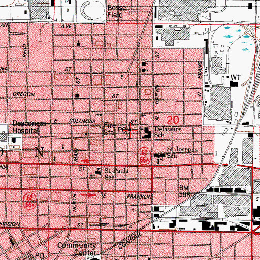 Topographic Map of Evansville Police Department West Sector Office, IN