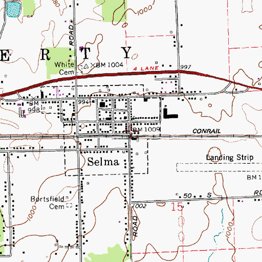 Topographic Map of Selma Police Department, IN
