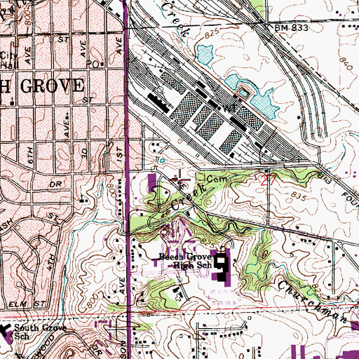 Topographic Map of Beech Grove Police Department, IN
