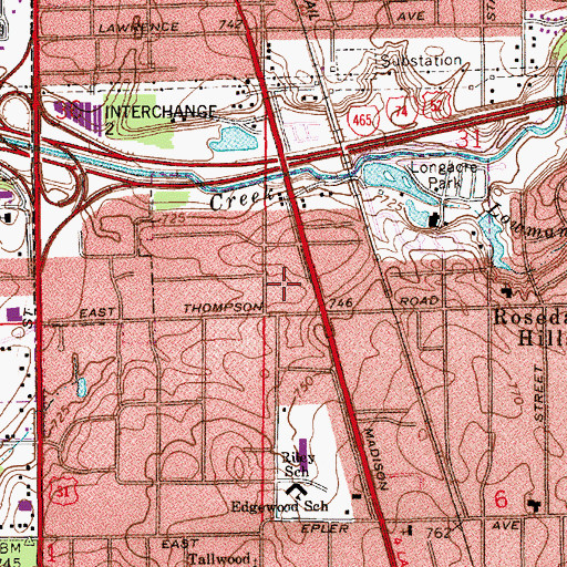 Topographic Map of Homecroft Police Department, IN