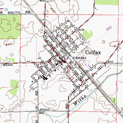 Topographic Map of Colfax Police Department, IN