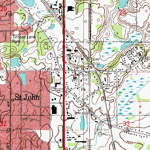 Topographic Map of Saint John Police Department, IN