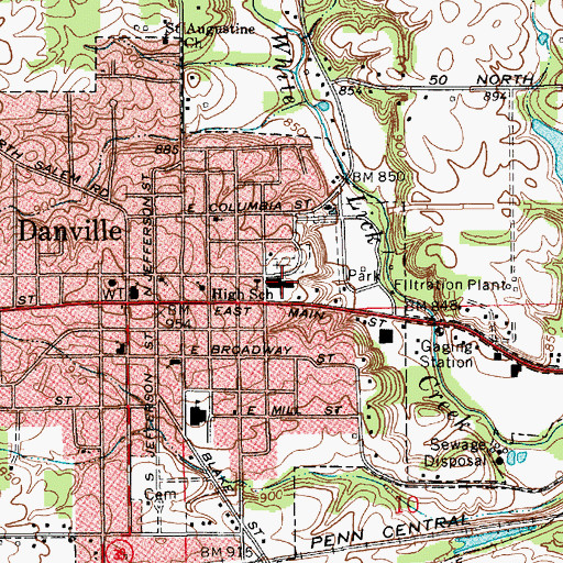 Topographic Map of Danville Police Department, IN