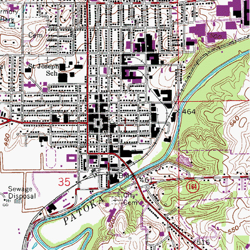 Topographic Map of Jasper Police Department, IN