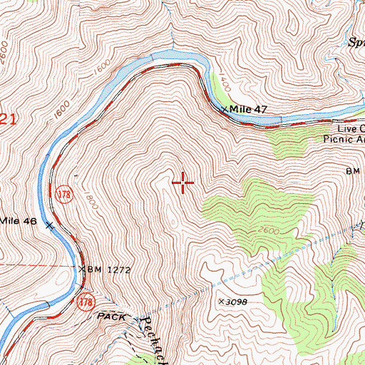 Topographic Map of Lower Richbar Campground, CA