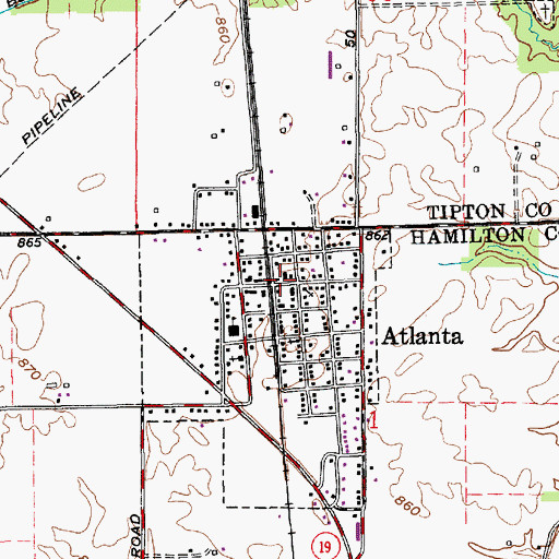 Topographic Map of Atlanta Town Marshal, IN