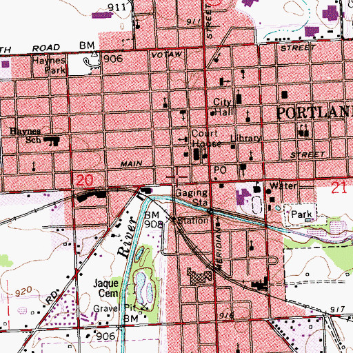 Topographic Map of Jay County Sheriff's Office, IN