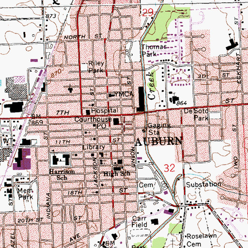 Topographic Map of Auburn Police Department, IN