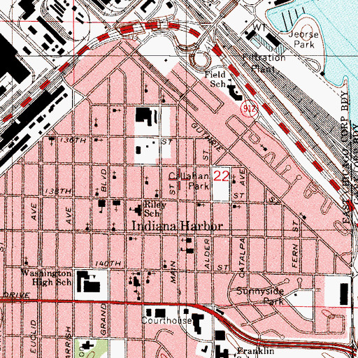 Topographic Map of Lake County Sheriff's Office East Chicago, IN