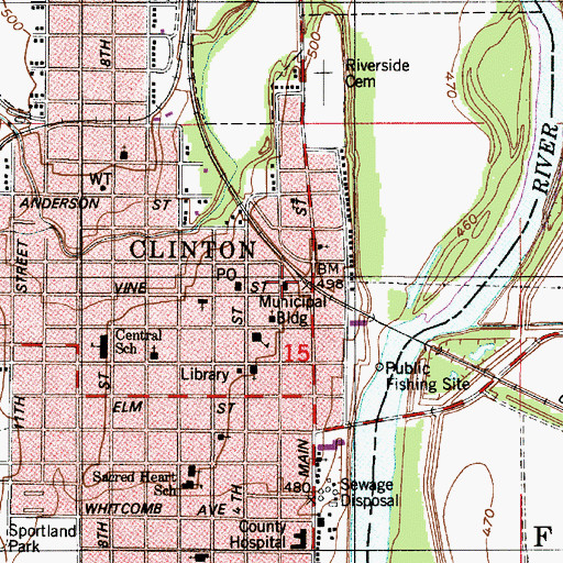 Topographic Map of Clinton Police Department, IN