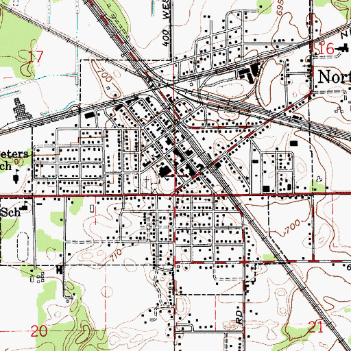 Topographic Map of North Judson Police Department, IN