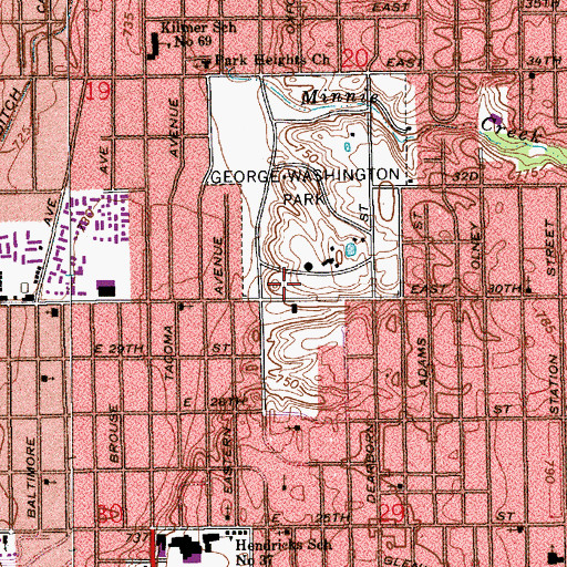 Topographic Map of Indianapolis Metropolitan Police Department North District, IN