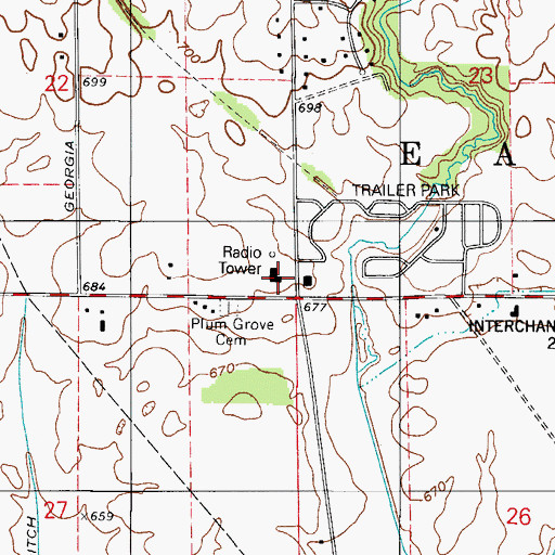 Topographic Map of Indiana State Police Department District 13, IN