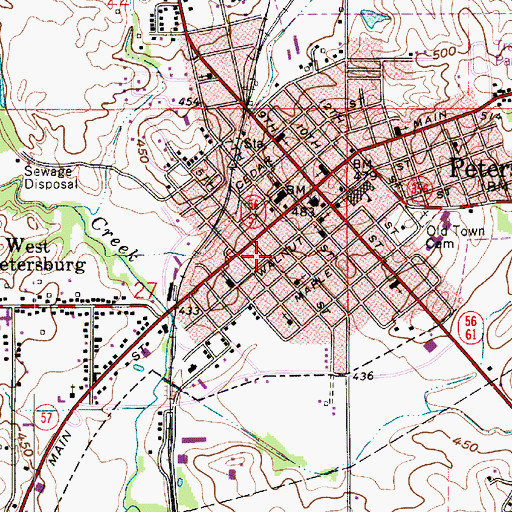 Topographic Map of Petersburg Police Department, IN