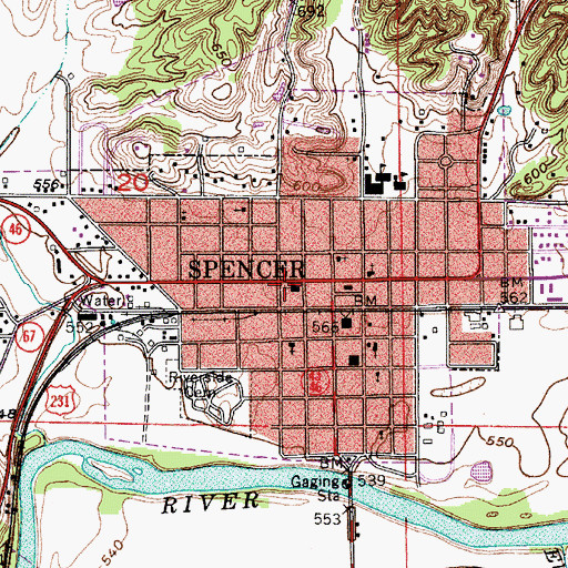 Topographic Map of Spencer Police Department, IN