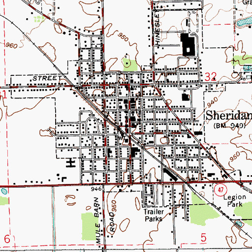 Topographic Map of Sheridan Police Department, IN